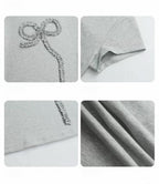 Grey bow T-shirt紧身灰色蝴蝶结T恤