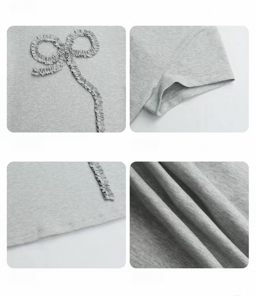 Grey Bow T-shirt灰色蝴蝶结短袖