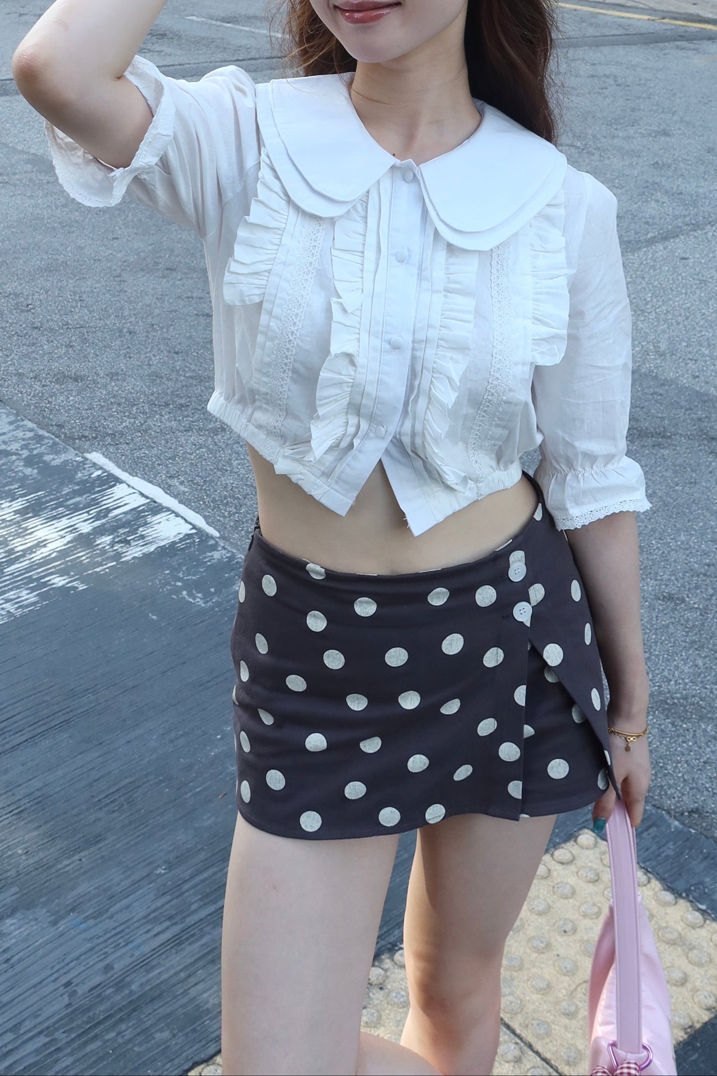 Belle Design Short Shirt波点裤裙