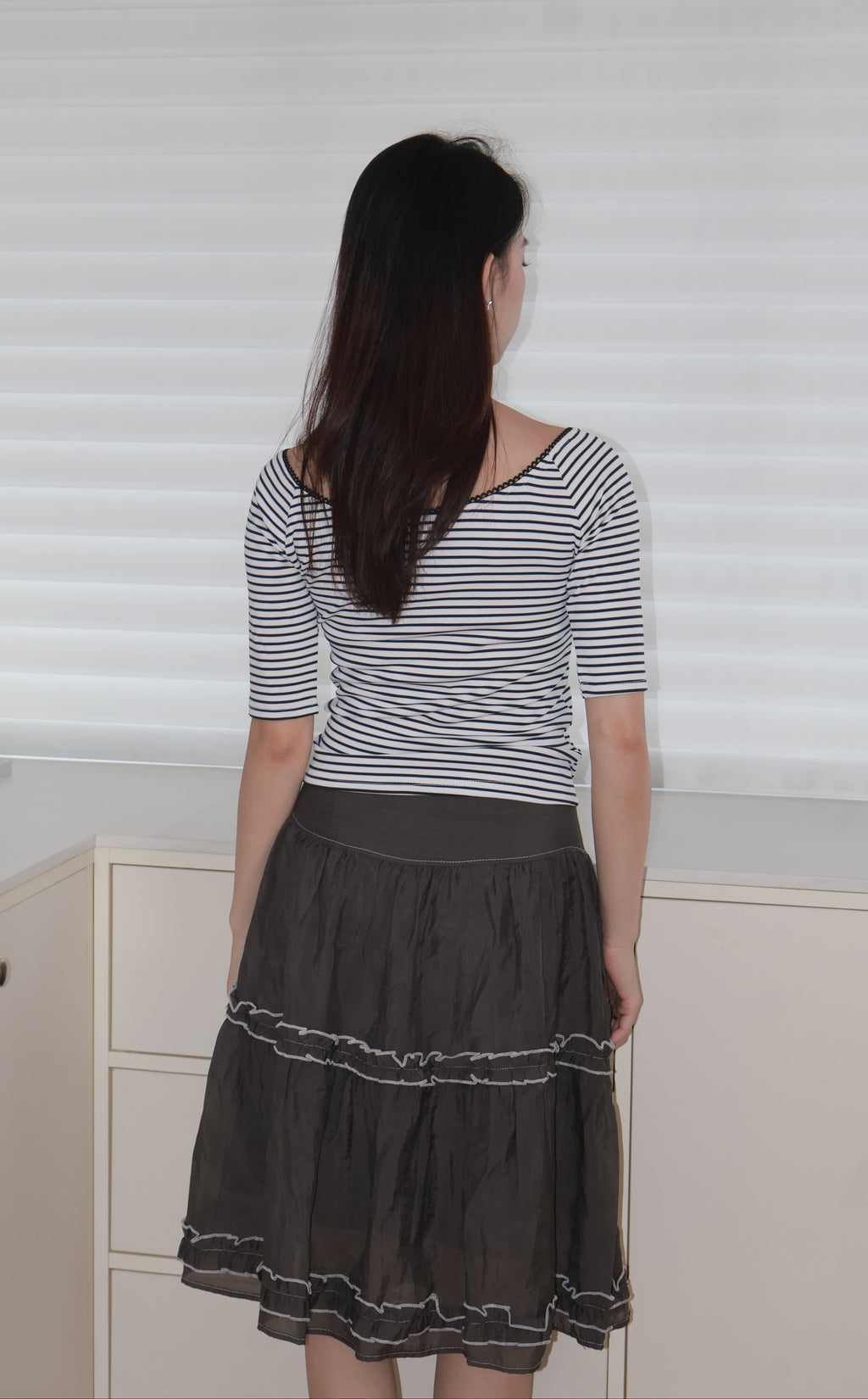 Striped Chest Tie Top胸口绑带条纹上衣