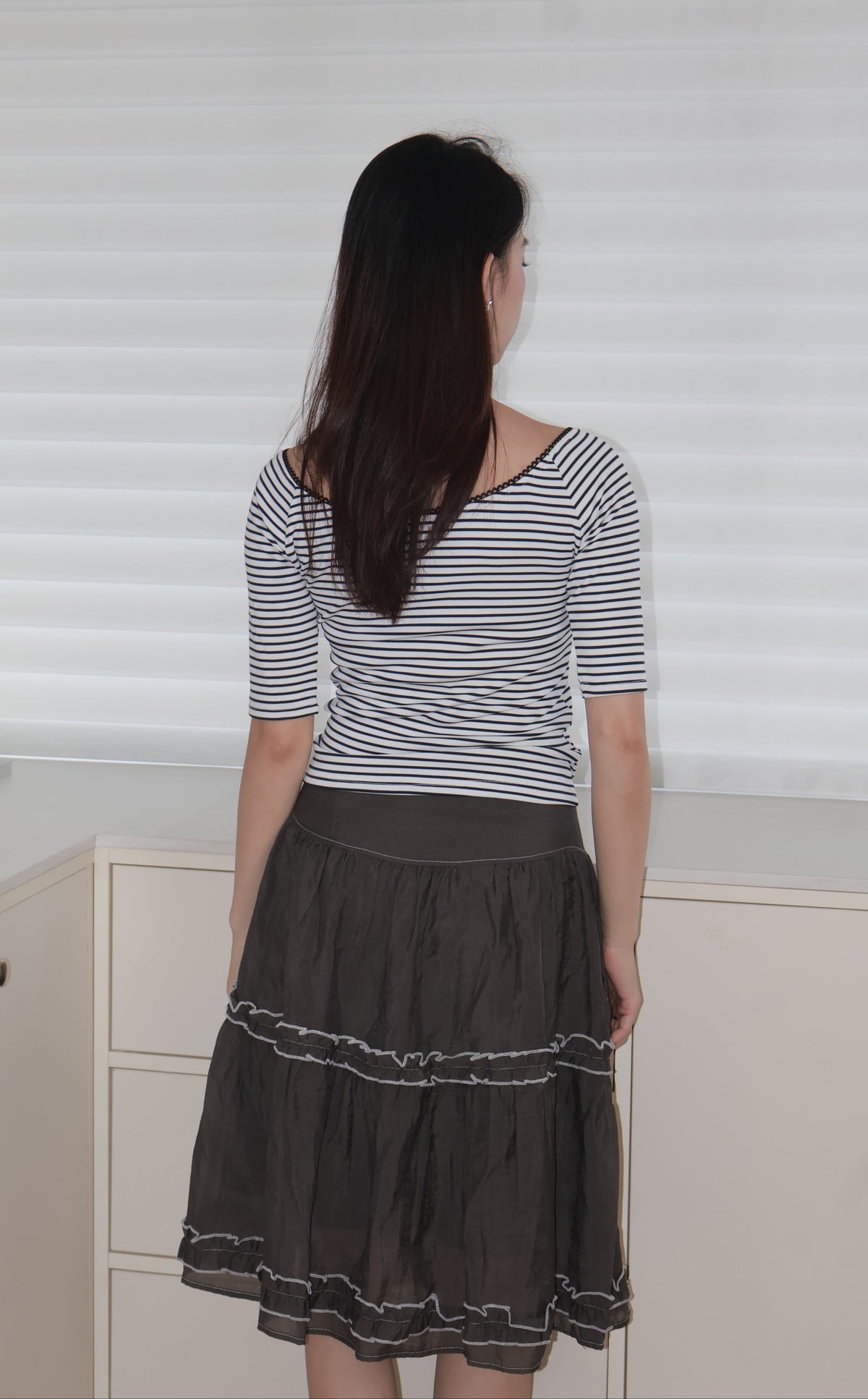 Striped Chest Tie Top胸口绑带条纹上衣