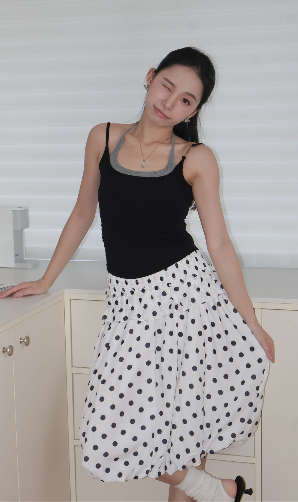Multi-way polka dot dress多种穿法波点裙