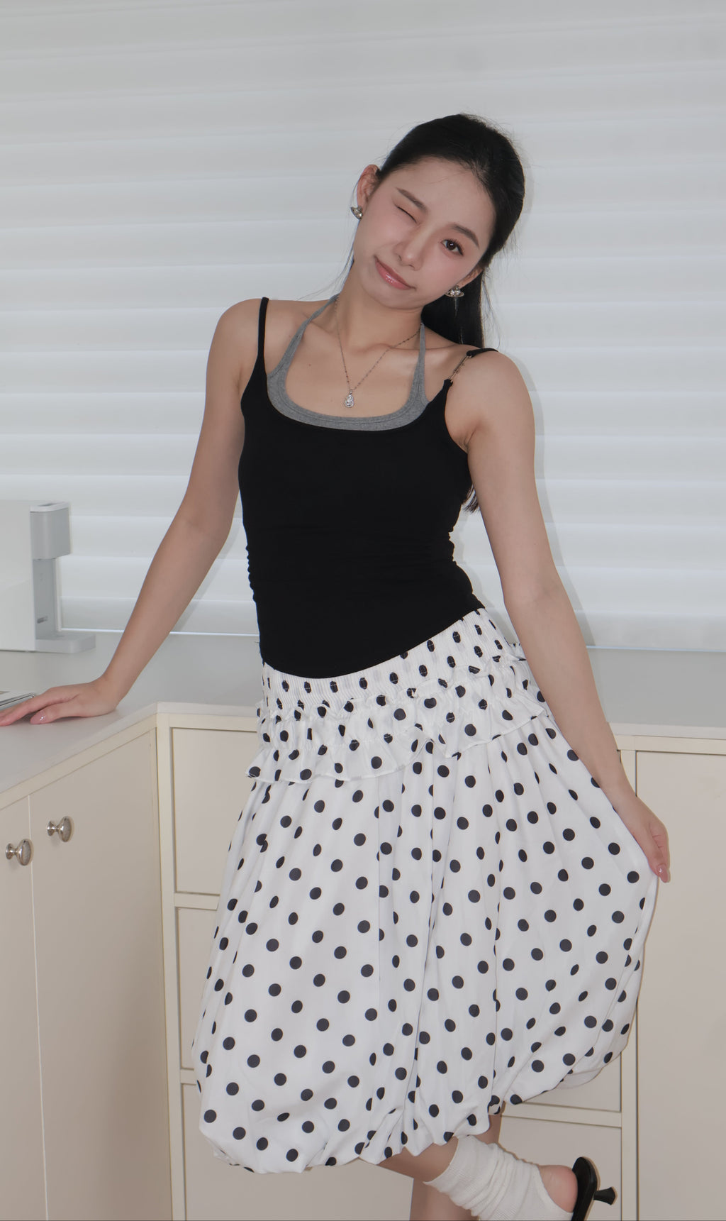 Multi-way polka dot dress多种穿法波点裙