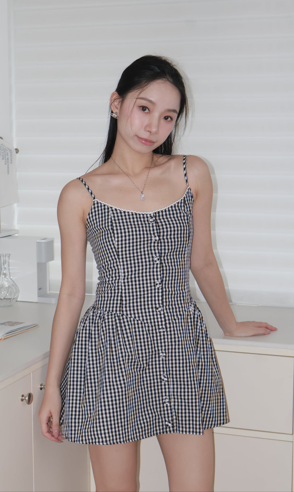 plaid cami dress格纹吊带连衣裙