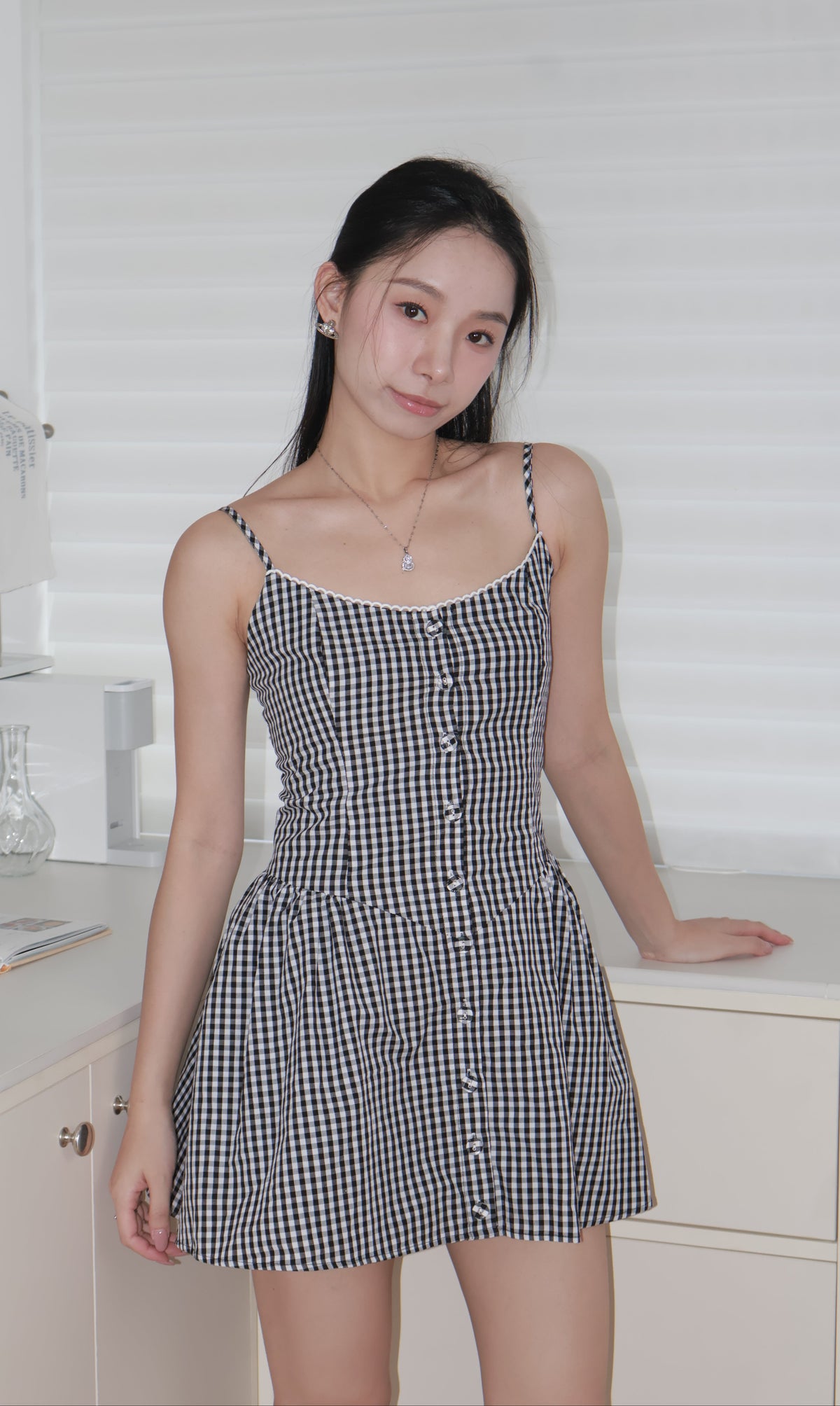 plaid cami dress格纹吊带连衣裙