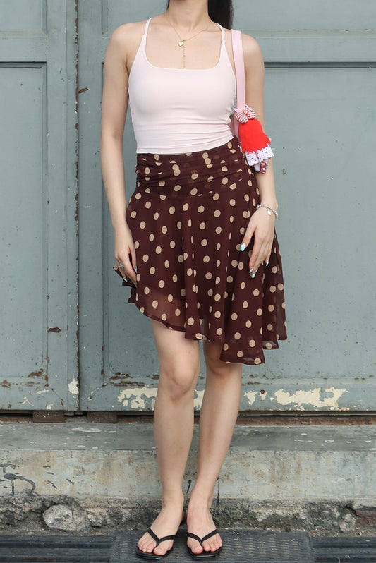 Belle Design Silk Polka Dot Tulle Skirt不规则波点网纱半裙