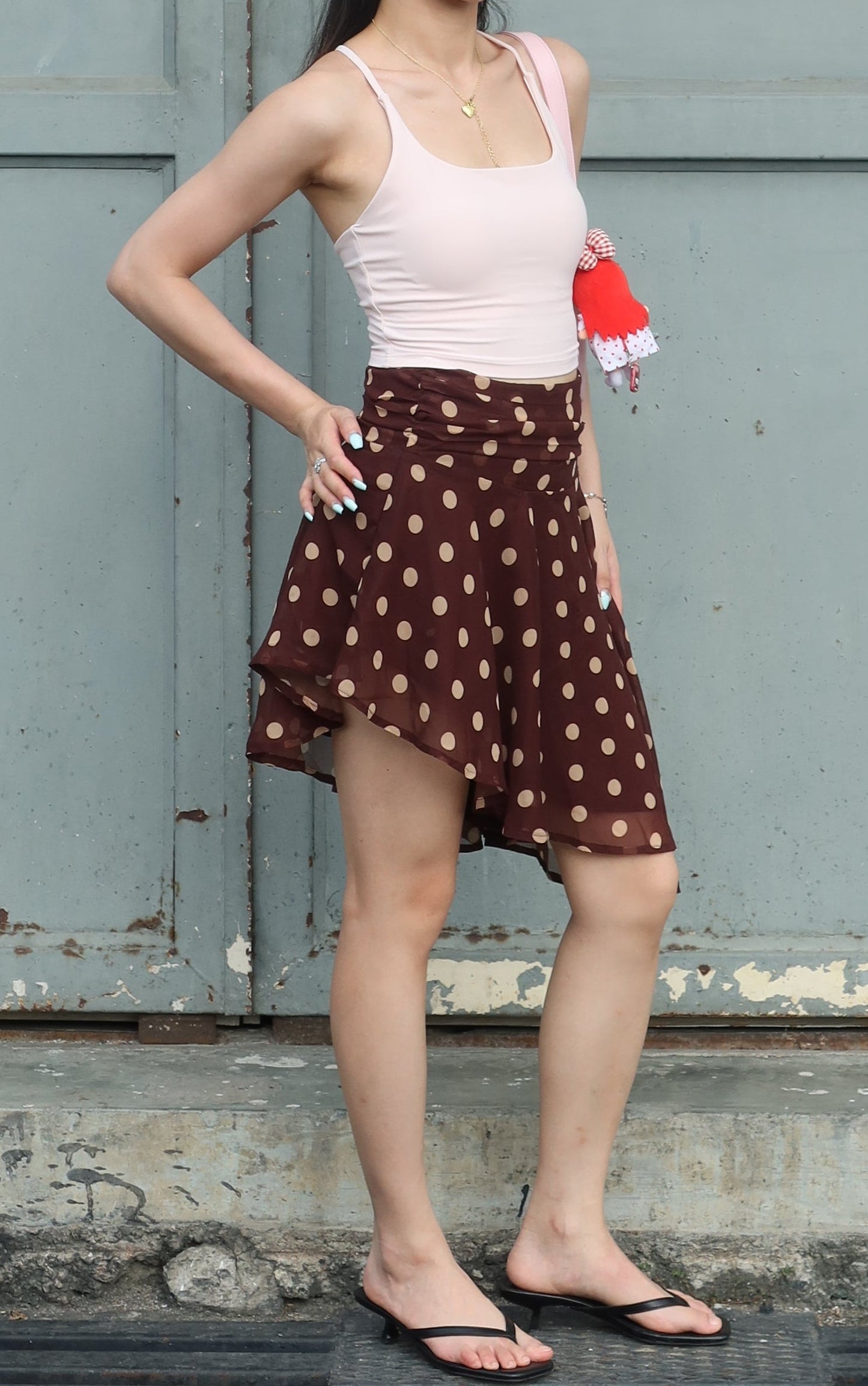 Belle Design Silk Polka Dot Tulle Skirt不规则波点网纱半裙