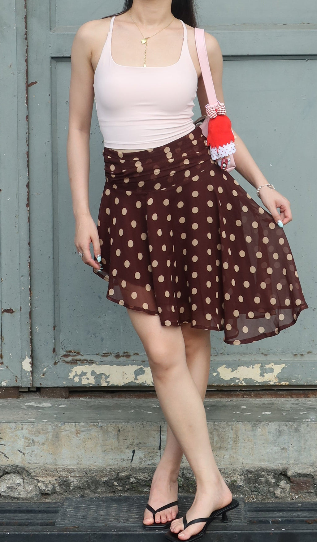 Belle Design Silk Polka Dot Tulle Skirt不规则波点网纱半裙