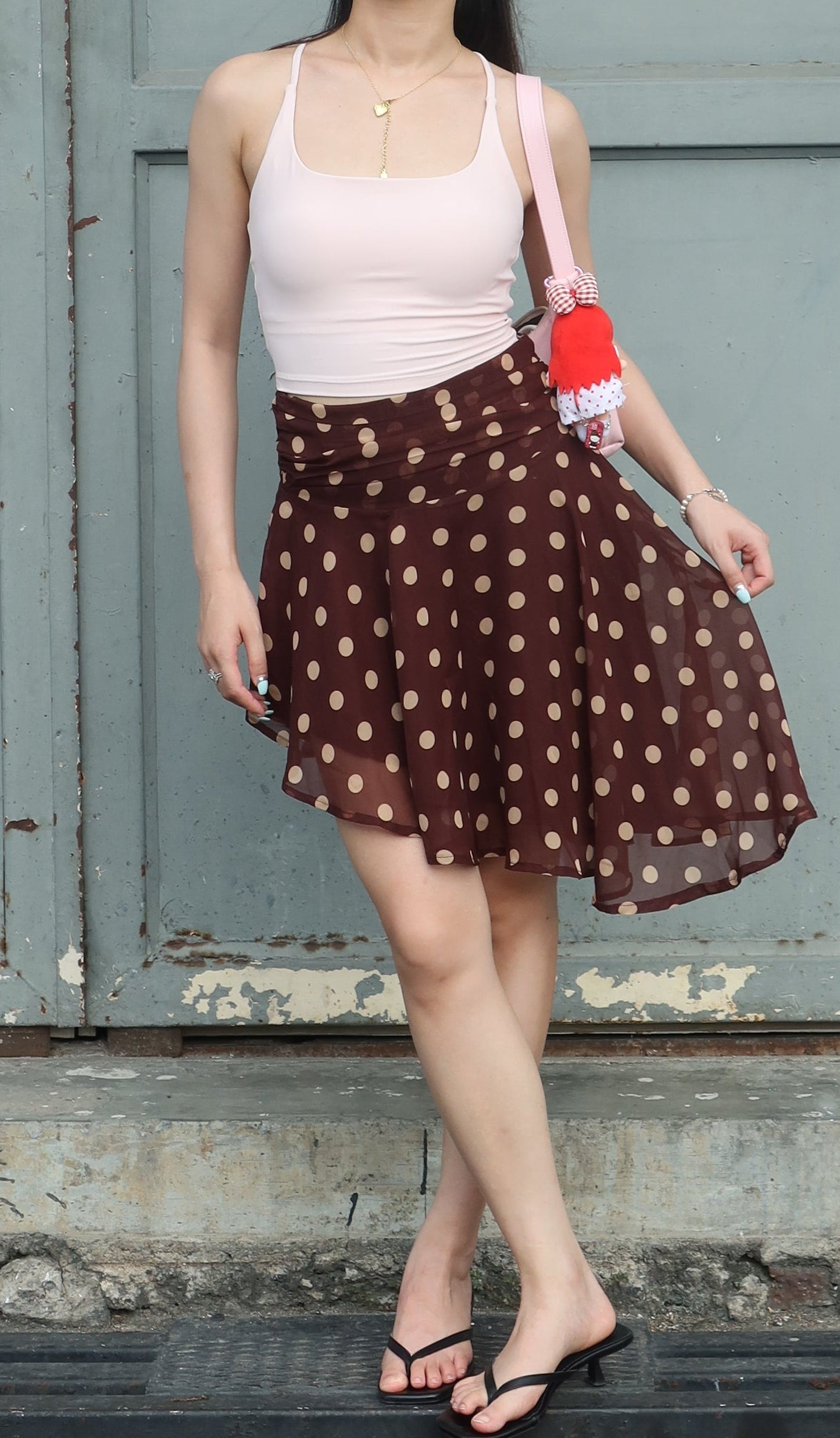 Belle Design Silk Polka Dot Tulle Skirt不规则波点网纱半裙