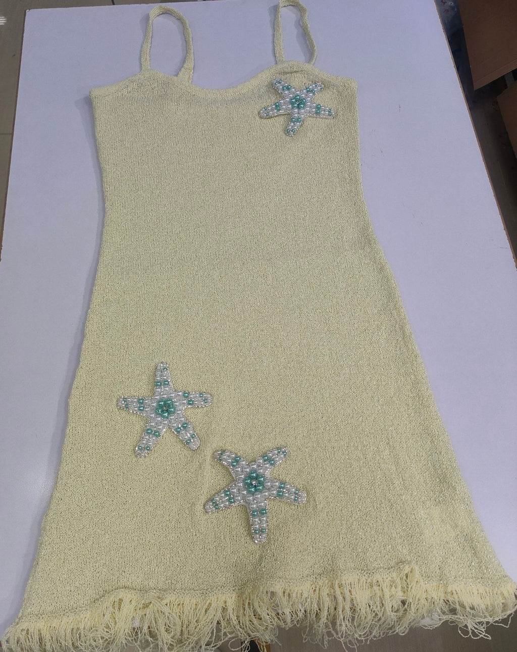 Yellow Starfish Knit Cami Dress淡黄海星针织吊带裙