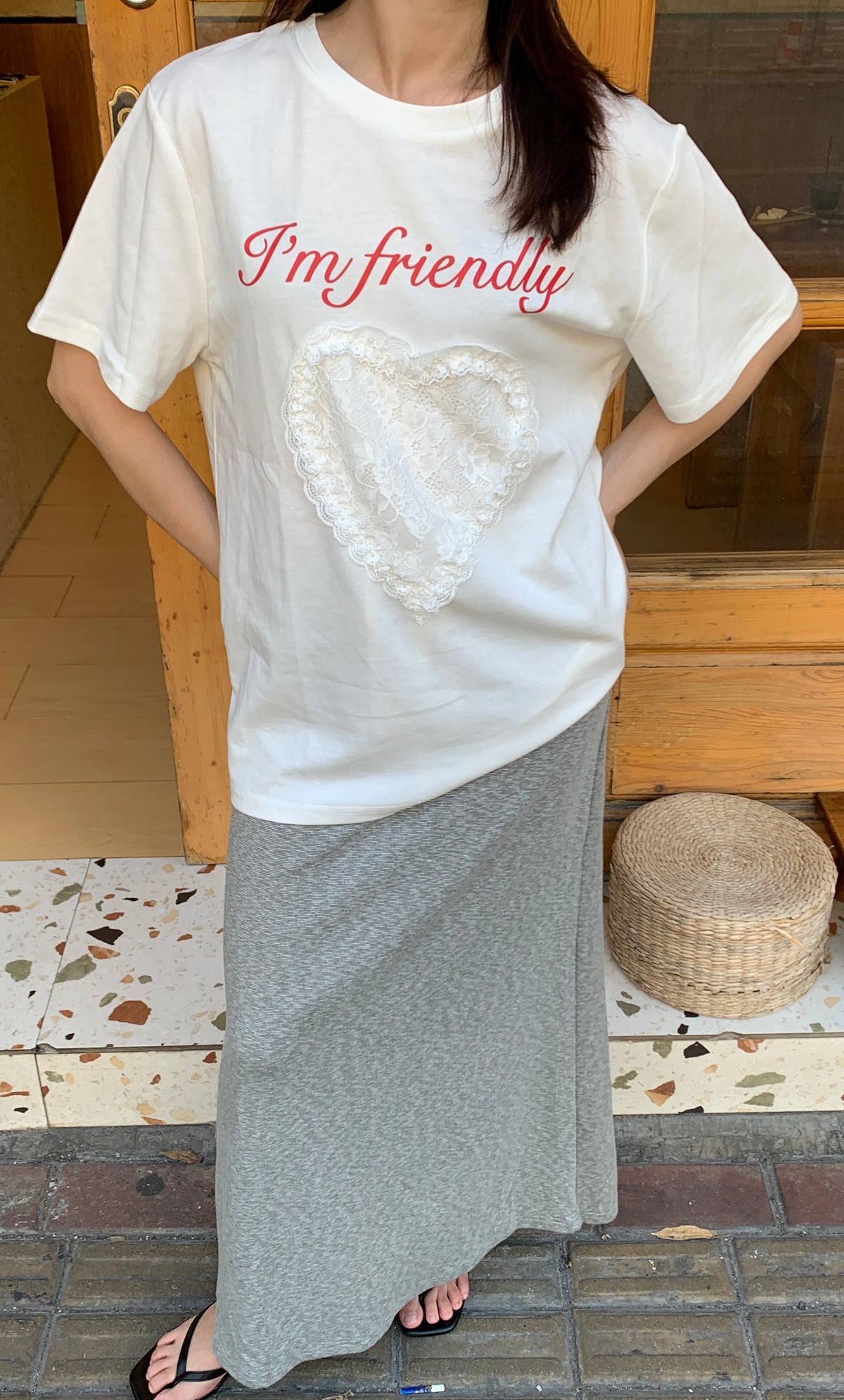 Oversize Lace Heart T-shirt慵懒宽松蕾丝爱心T恤