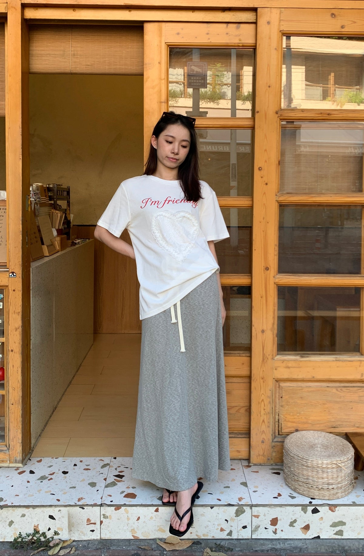 Oversize Lace Heart T-shirt慵懒宽松蕾丝爱心T恤