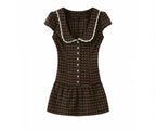 Merlot Farmhouse-Inspired Plaid Dress 美式复古～格子连衣裙