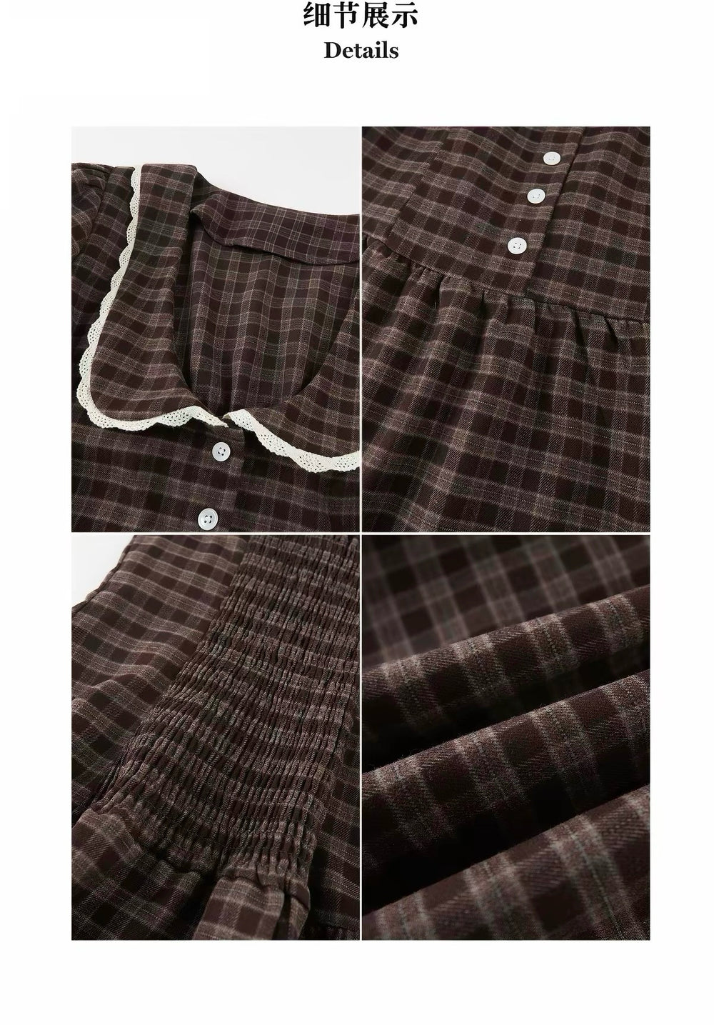 Merlot Farmhouse-Inspired Plaid Dress 美式复古～格子连衣裙