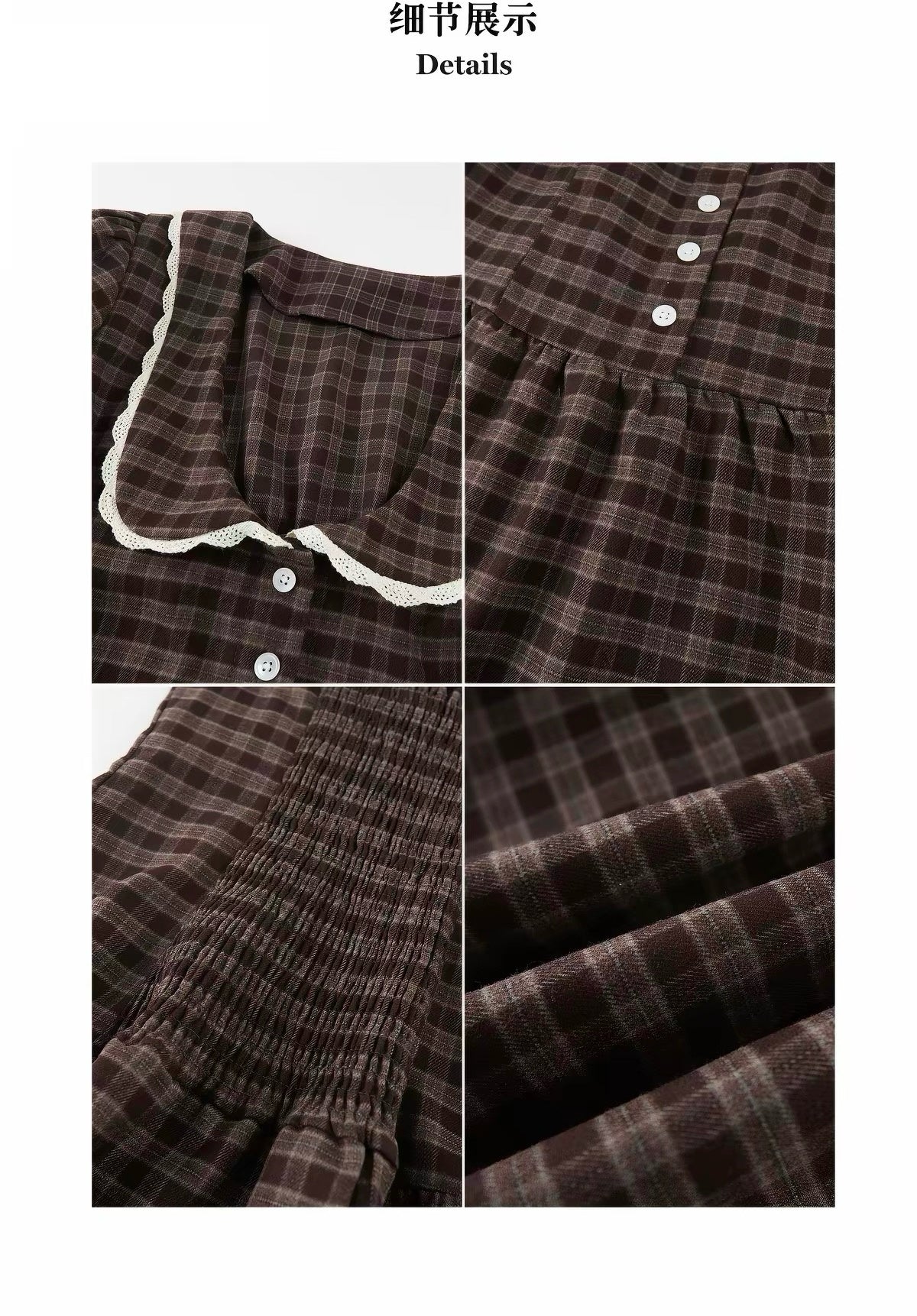 Merlot Farmhouse-Inspired Plaid Dress 美式复古～格子连衣裙
