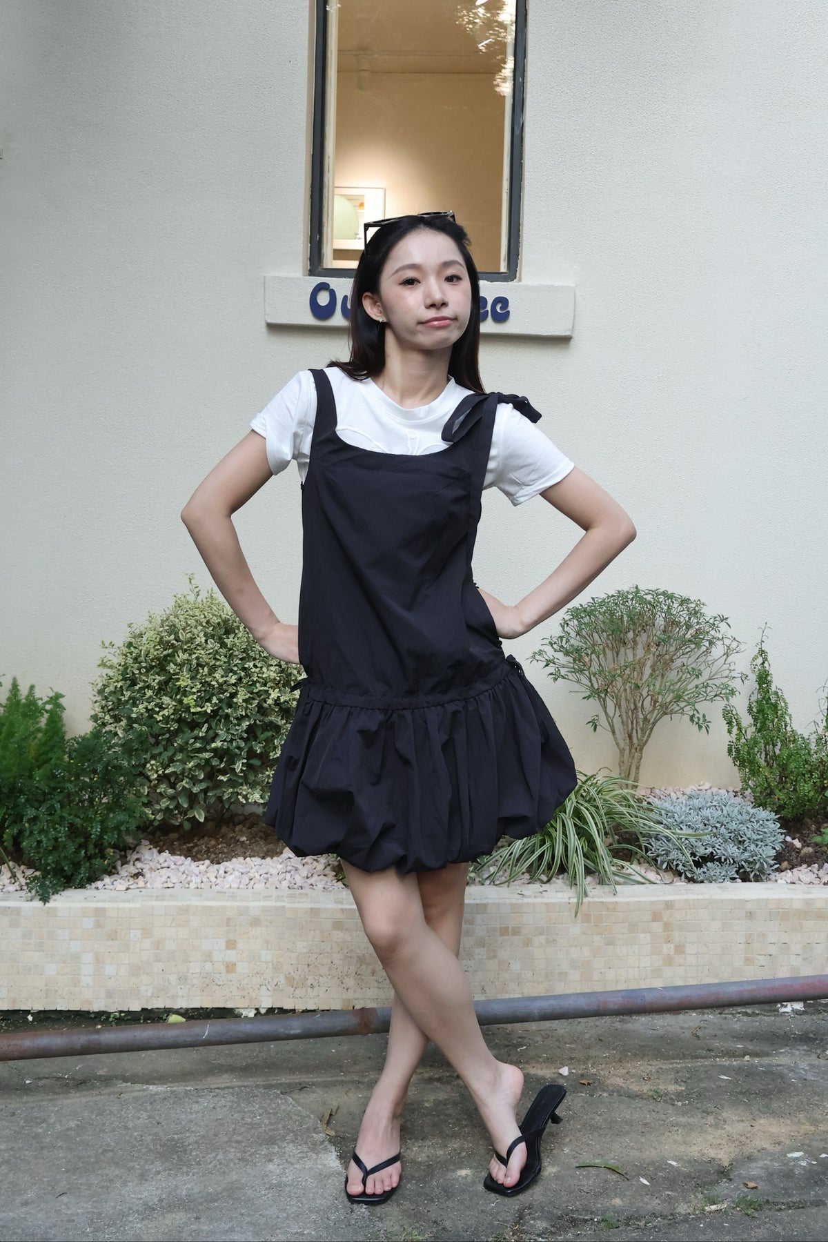 Choker Bubble Hem Dress 绑带两穿花苞连衣裙