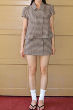 Belle Designed Plaid Shirt 美式甜辣风～格纹设计短袖