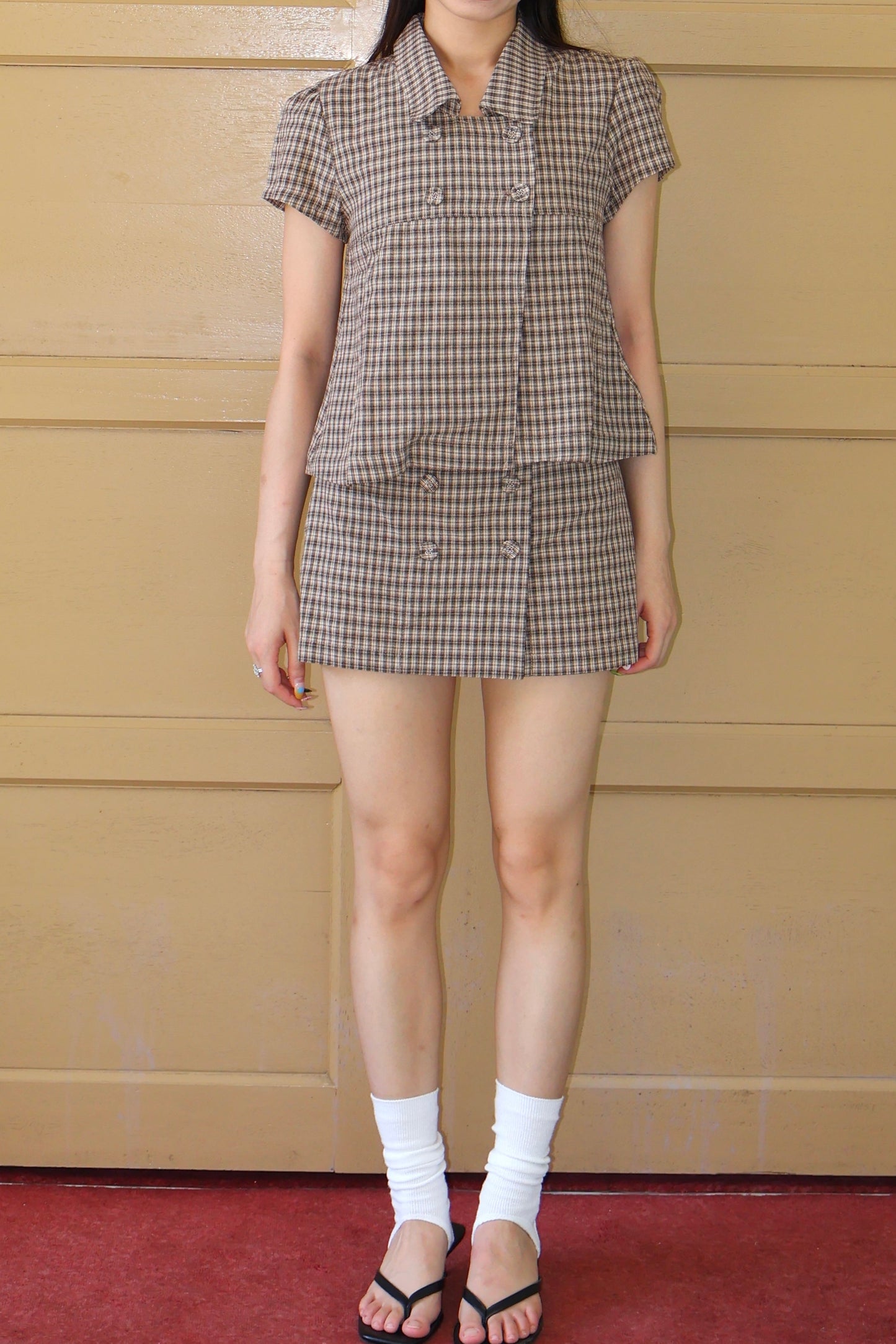 Belle Designed Plaid Shirt 美式甜辣风～格纹设计短袖