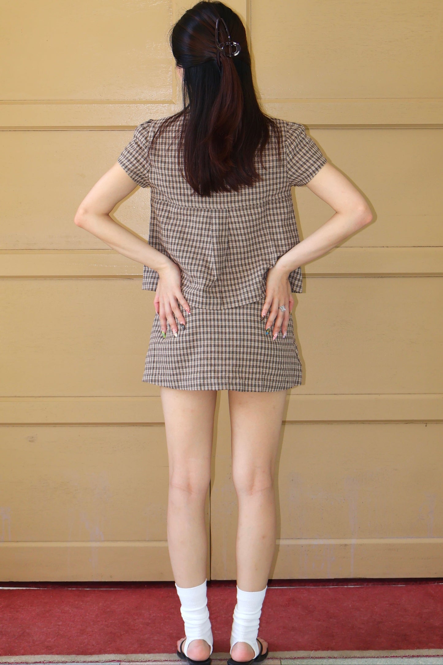 Belle Designed Plaid Shirt 美式甜辣风～格纹设计短袖