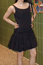 Choker Bubble Hem Dress 绑带两穿花苞连衣裙