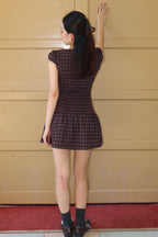 Merlot Farmhouse-Inspired Plaid Dress 美式复古～格子连衣裙