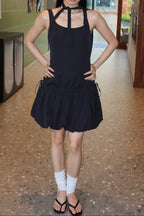 Choker Bubble Hem Dress 绑带两穿花苞连衣裙