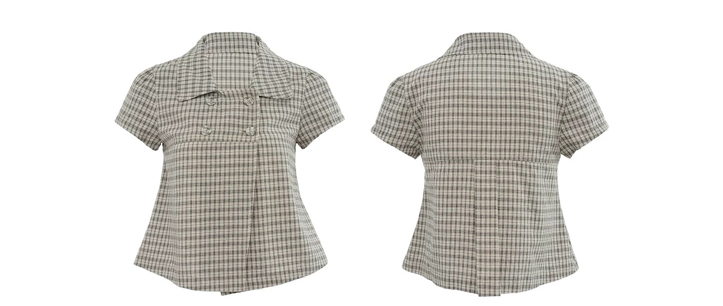 Belle Designed Plaid Shirt 美式甜辣风～格纹设计短袖