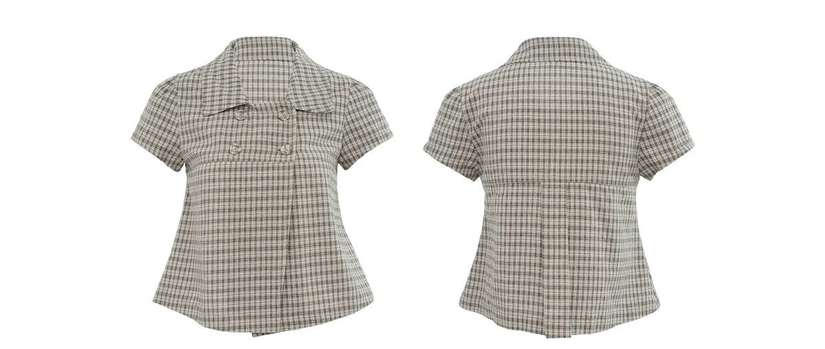 Belle Designed Plaid Shirt 美式甜辣风～格纹设计短袖