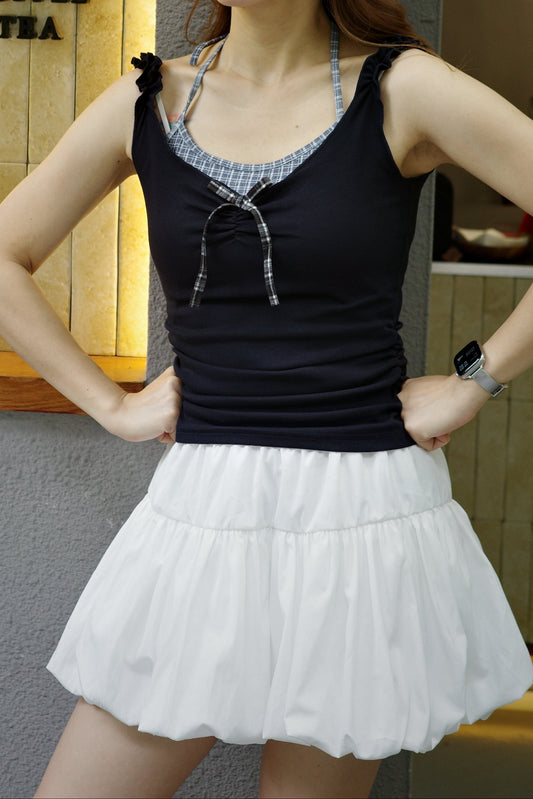 Layered Cami Top 木耳边肩带假两件吊带