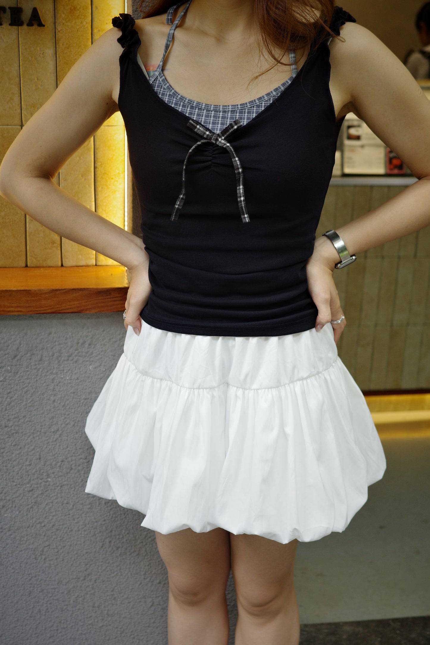 Layered Cami Top 木耳边肩带假两件吊带