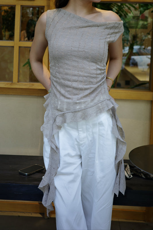 Grace Knit Waist-Tie Top 针织收腰飘带上衣